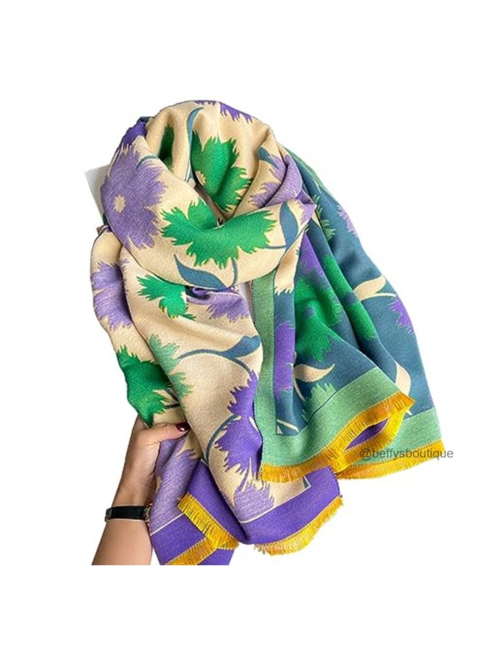 Oversized Plaid Blanket Scarf Pashmina Shawl Wrap Acrylic Cashmere Feel
